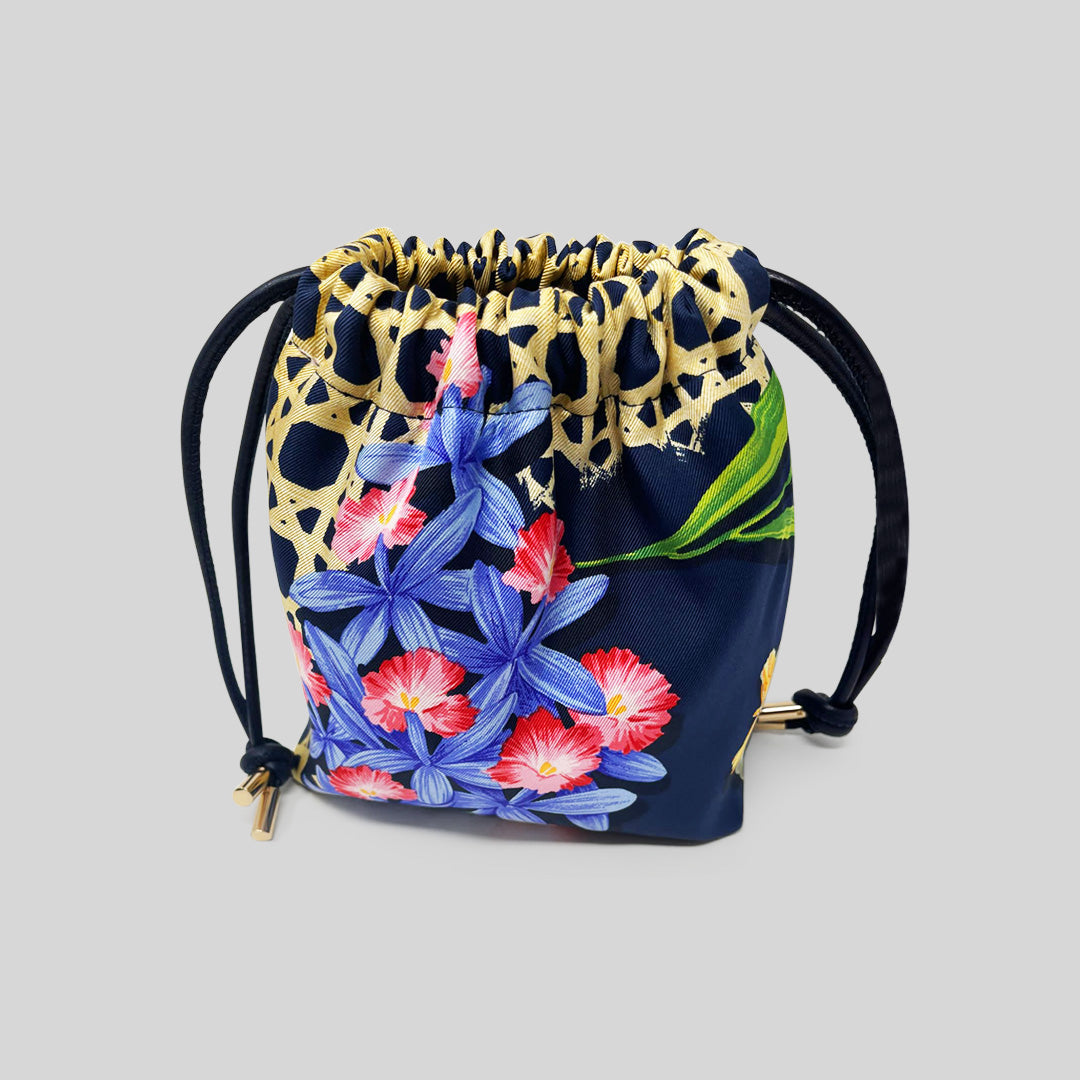 Navy Floral Basket Weave