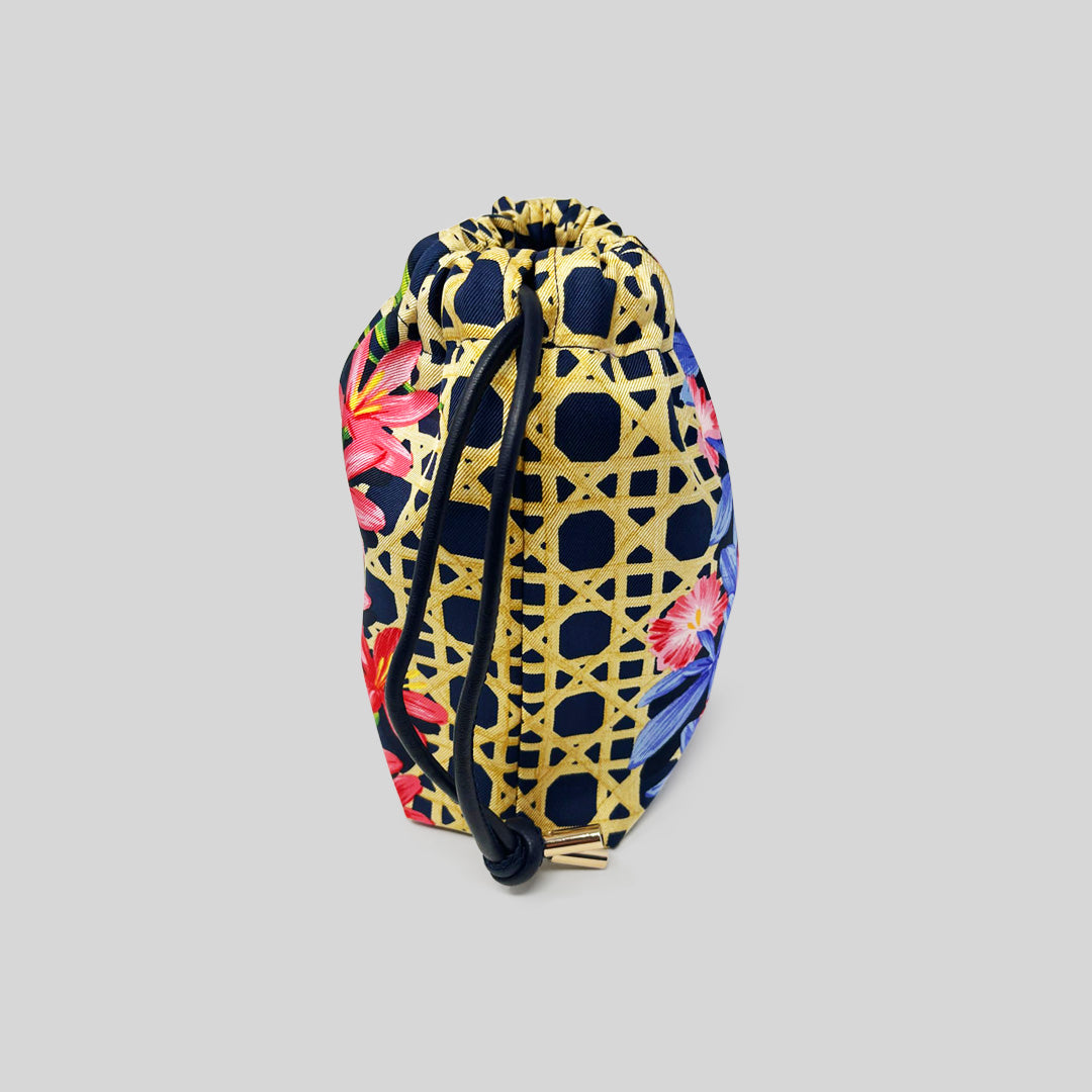 Navy Floral Basket Weave