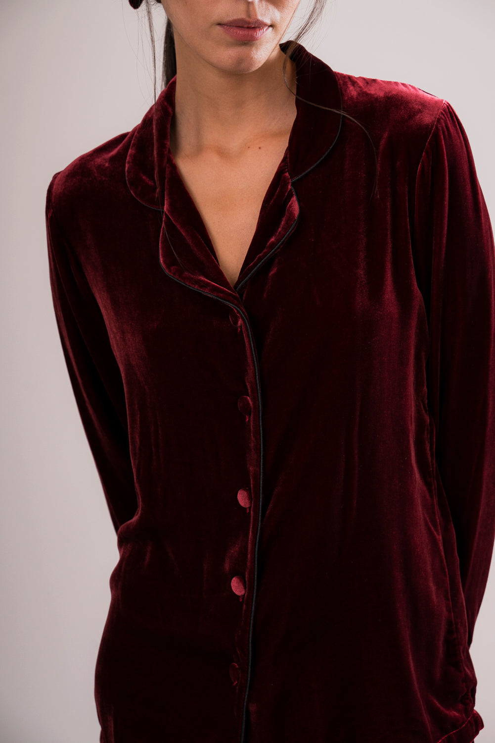 Red Silk Velvet Pyjama Jacket