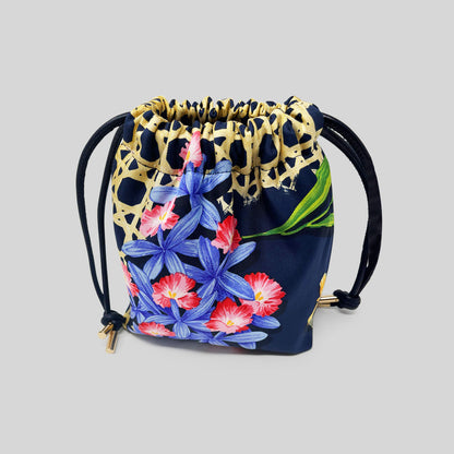 Navy Floral Basket Weave