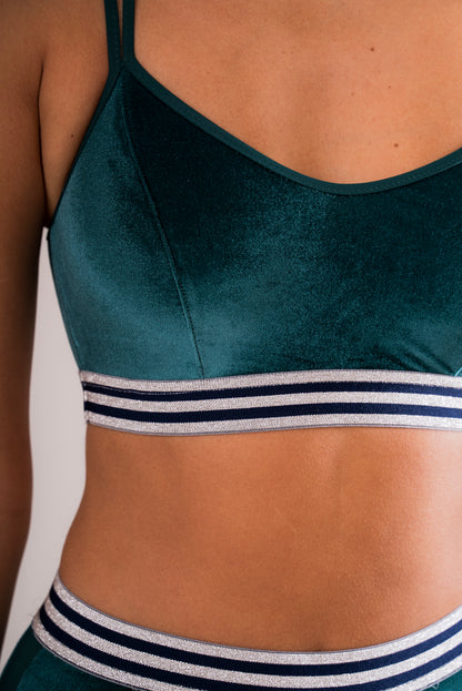 Green Velvet Sports Top